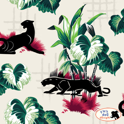 QwkDog Design 50s Panther Fabric