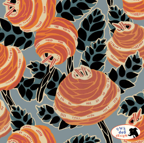 QwkDog Design Art Deco Floral Fabric