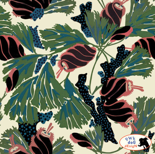 QwkDog Design Art Deco Floral Fabric