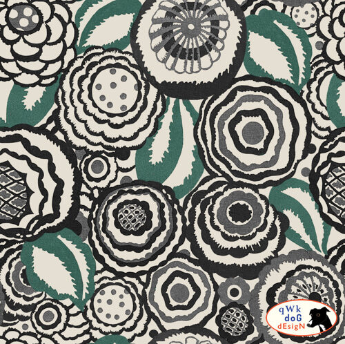 QwkDog Design Art Deco Floral Fabric